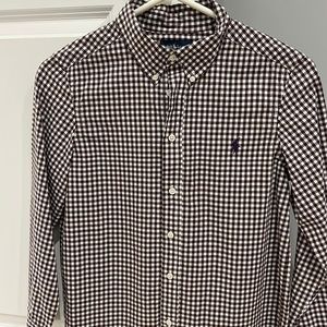 Polo Ralph Lauren boys brown gingham button down. Like new. No stains. Size M
